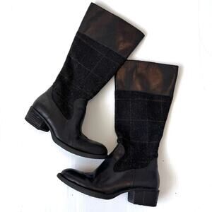 Born Asbee plaid wool riding boots leather black size 6.5